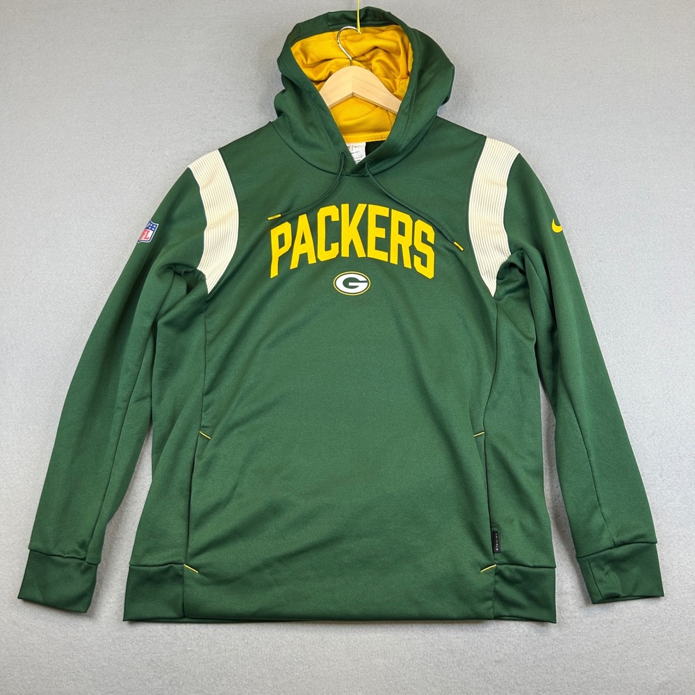 Nike Green Bay Packers Hoodie Men Large Green NFL Therma-FIT Pullover On-Field